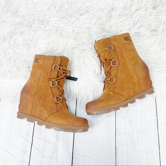 Sorel Brown Joan of Arctic Wedge II Leather Boot In Kettle Iced Tea 11 NEW - Picture 5 of 6